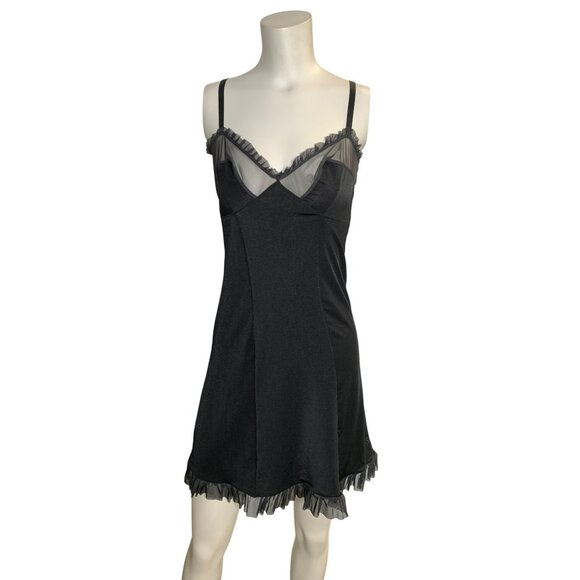 Victoria's Secret Babydoll Goth Grunge Fairy Whimsigoth Mesh Slip Dress L Y2K - Picture 1 of 6